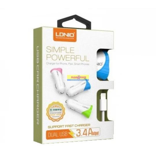 АЗУ LDNIO C332 с кабелем Lightning (3.4A, 2USB) (Я)