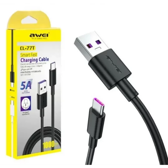 Кабель USB - Type-C Awei CL-77T (1 м, 5A, Super fast charge)