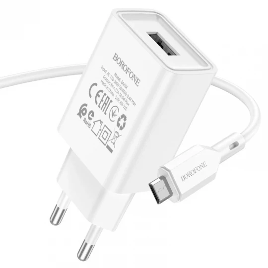 СЗУ BOROFONE BA68A с кабелем micro USB(2.1A, 1 x USB) (в блистере)