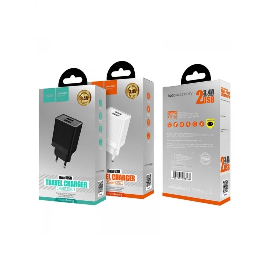 СЗУ HOCO C51A (3.4A, 2USB) (Я)