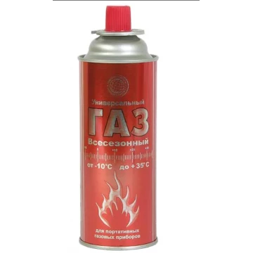 Газовый баллончик (пропан-бутан) 220гр. (всесезонная смесь) цанговое присоединение, Россия 01050688