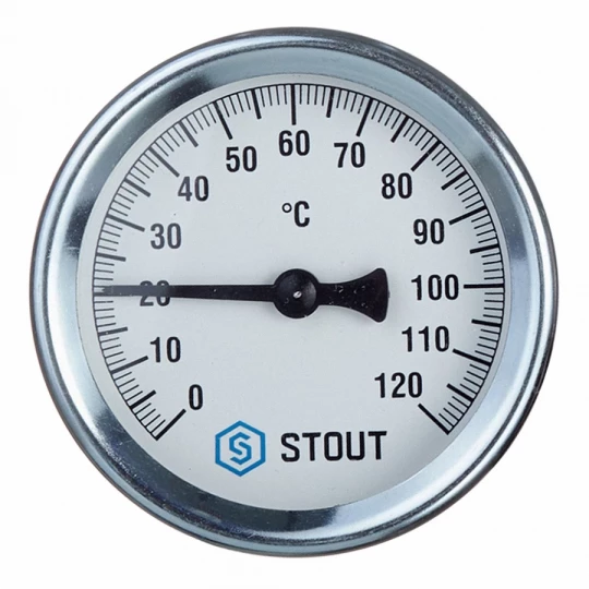 Термометр биметаллический накладной с пружиной t=120° Stout