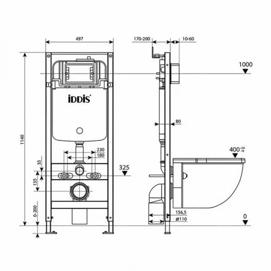 Система инсталляции Profix с кнопкой 041хром Iddis