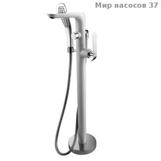 Смеситель для ванны напольный, хром/белый Lemark LM4944CW