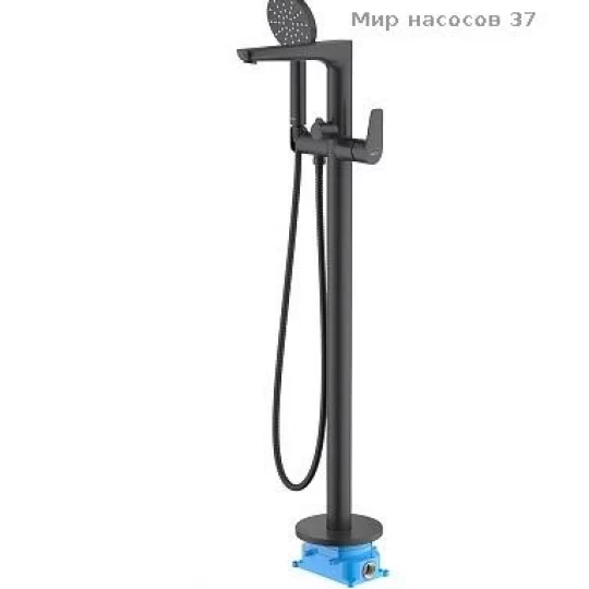Смеситель для ванны напольный (внешняя и скрытая часть) AQUATEK, матовый черный AQ1145MB Бетта