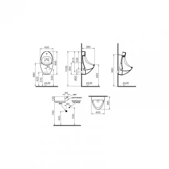 Писсуар настенный ARKITEKT 4106В003-5291 (сеть), белый, Vitra.