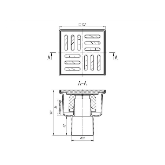 Трап вертикальный 50 (10*10) пластиковая решетка ТА5204,АНИ