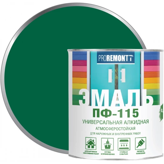 0006632 Эмаль ПФ-115 PROREMONTT зеленая глянцевая 0.9кг (10)
