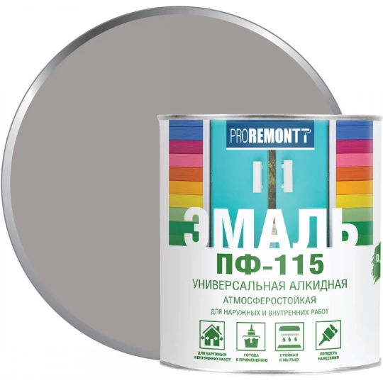 0006662 Эмаль ПФ-115 PROREMONTT серая глянцевая 1.9кг (3)