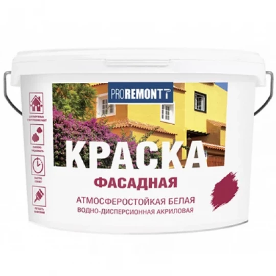 0006590 Краска фасадная PROREMONTT белая 3 кг