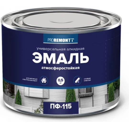 0006611 Эмаль ПФ-115 PROREMONTT белая матовая 0,5кг
