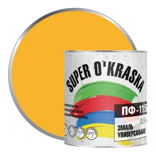 0006799 Эмаль ПФ-115 SUPER OKRASKA желтая 0.9кг
