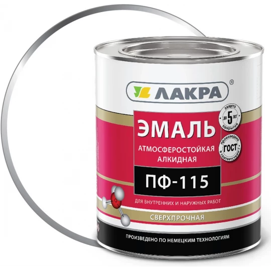 0007677 Эмаль ПФ-115 ЛАКРА белая матовая 1кг (10)