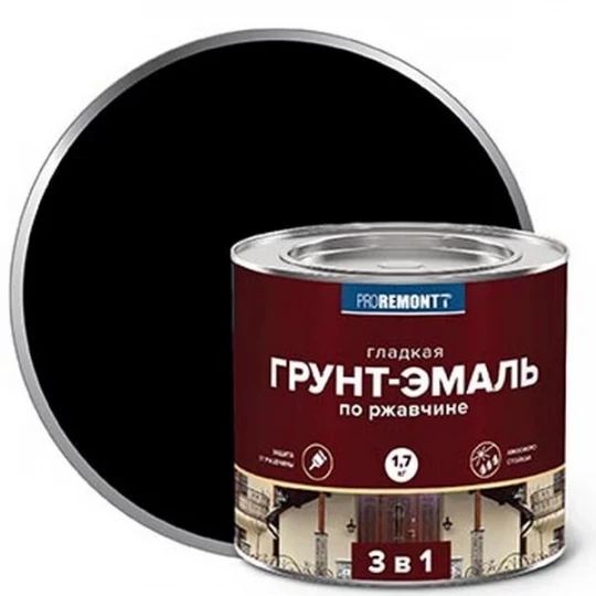 8300084 Грунт-эмаль 3 в 1 PROREMONTT черная 1,7 кг