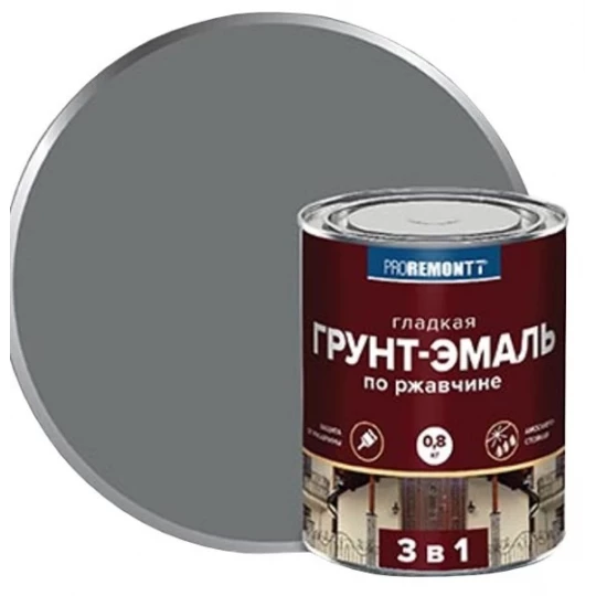 8300086 Грунт-эмаль 3 в 1 PROREMONTT серая 0,8 кг