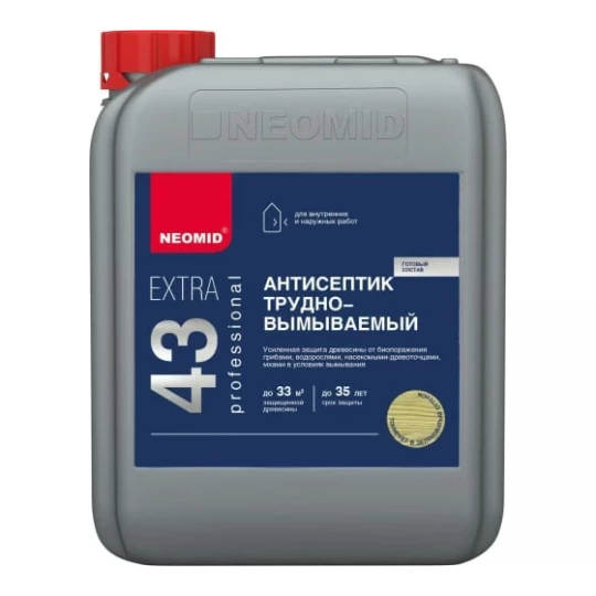 Трудновымываемый антисептик NEOMID Extra Eco для древесины готовый 10кг 000000615