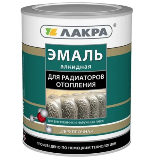 0007662 Эмаль Лакра алкидная для радиаторов Бел. п/мат. 0,9кг Л-С