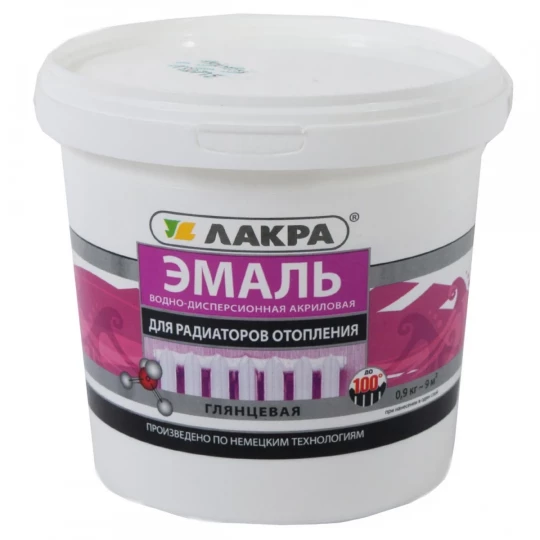 0008105 Эмаль Лакра акрил. д/радиаторов отопления Бел. глянц. 0,9кг Л-С