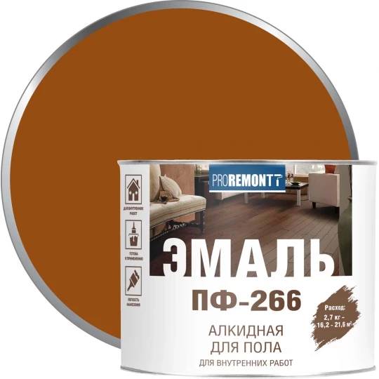 0006701 Эмаль ПФ-266 PROREMONTT желто-коричневая 1.9кг (6)