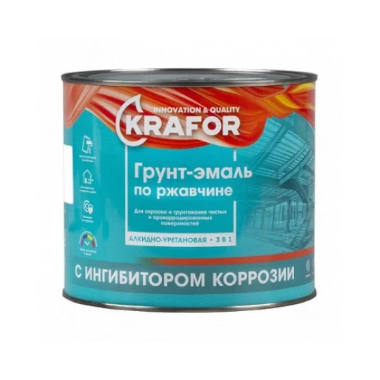 Грунт-эмаль быстросохнущая 3в1 Серая 20кг KRAFOR