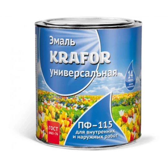 Эмаль ПФ-115 KRAFOR для внутренних и наружних работ ярко-зеленая 0,9л