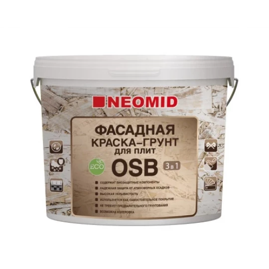Краска-грунт Неомид фасадная для плит OSB Proff 3 в 1-м 7кг