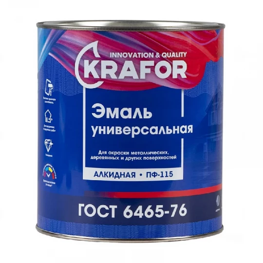 Эмаль ПФ-115 KRAFOR серая, 1.8кг