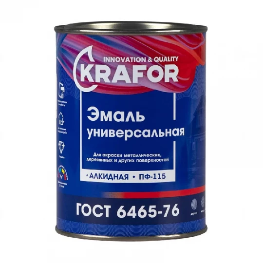 Эмаль ПФ-115 KRAFOR белая, 0,9кг