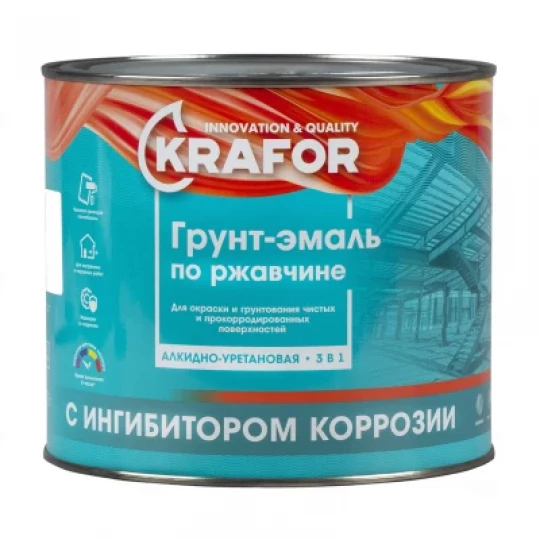 Грунт-Эмаль по ржавчине шоколадная 1,9 кг KRAFOR