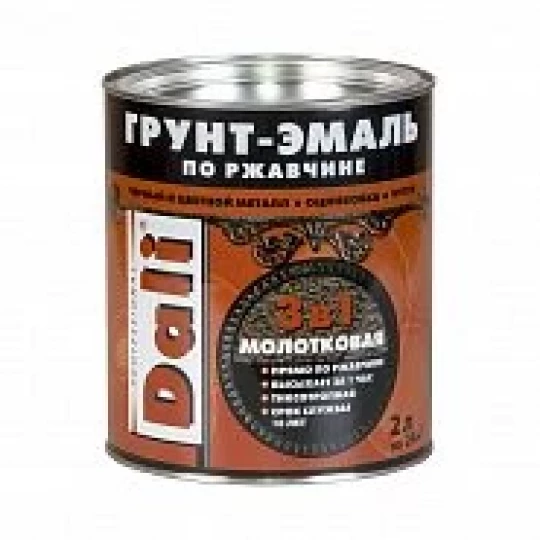 Грунт-Эмаль по ржавчине 3 в 1,молотковая серая 2 кг DALI