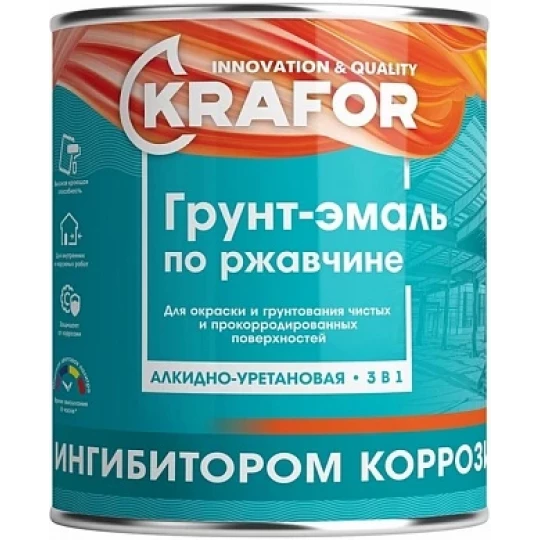 Грунт-эмаль по ржавчине красно-коричневая 2,7 кг KRAFOR