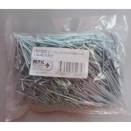Гвозди финишные (цинк) 1,8х40 (пакет 0,5кг)